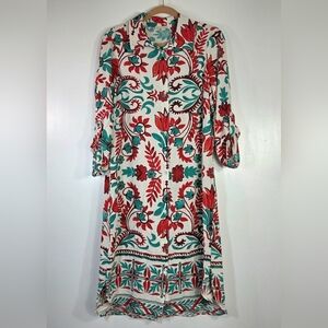 NEW FIG + FLOWER FLORAL BOHO SHIRT DRESS.